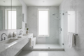 Spotless Solutions — Kitchen and Bathroom Detailing — gleaming luxury marble bathroom with spotless chrome fixtures after professional detailing