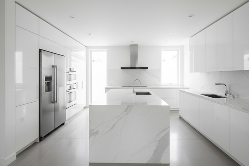 Spotless Solutions — Deep Cleaning — gleaming luxury kitchen with marble countertops after professional deep clean