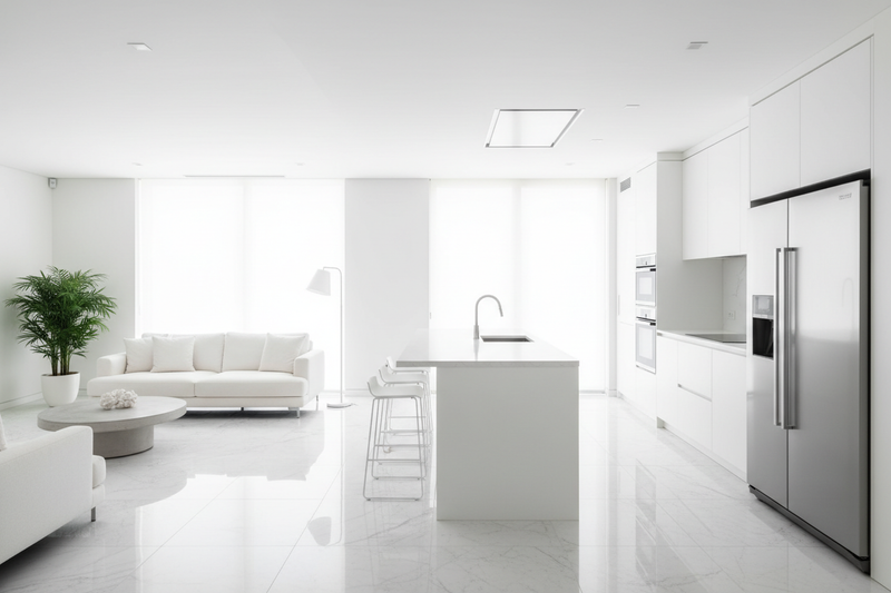 Spotless Solutions — Post-Construction Cleaning — pristine newly built luxury home interior after professional post-construction clean, ready for handover