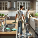 DALL·E 2025-01-13 14.30.57 - A realistic image showing deep cleaning services in action in a modern, well-lit kitchen. The scene includes a professional cleaner using eco-friendly